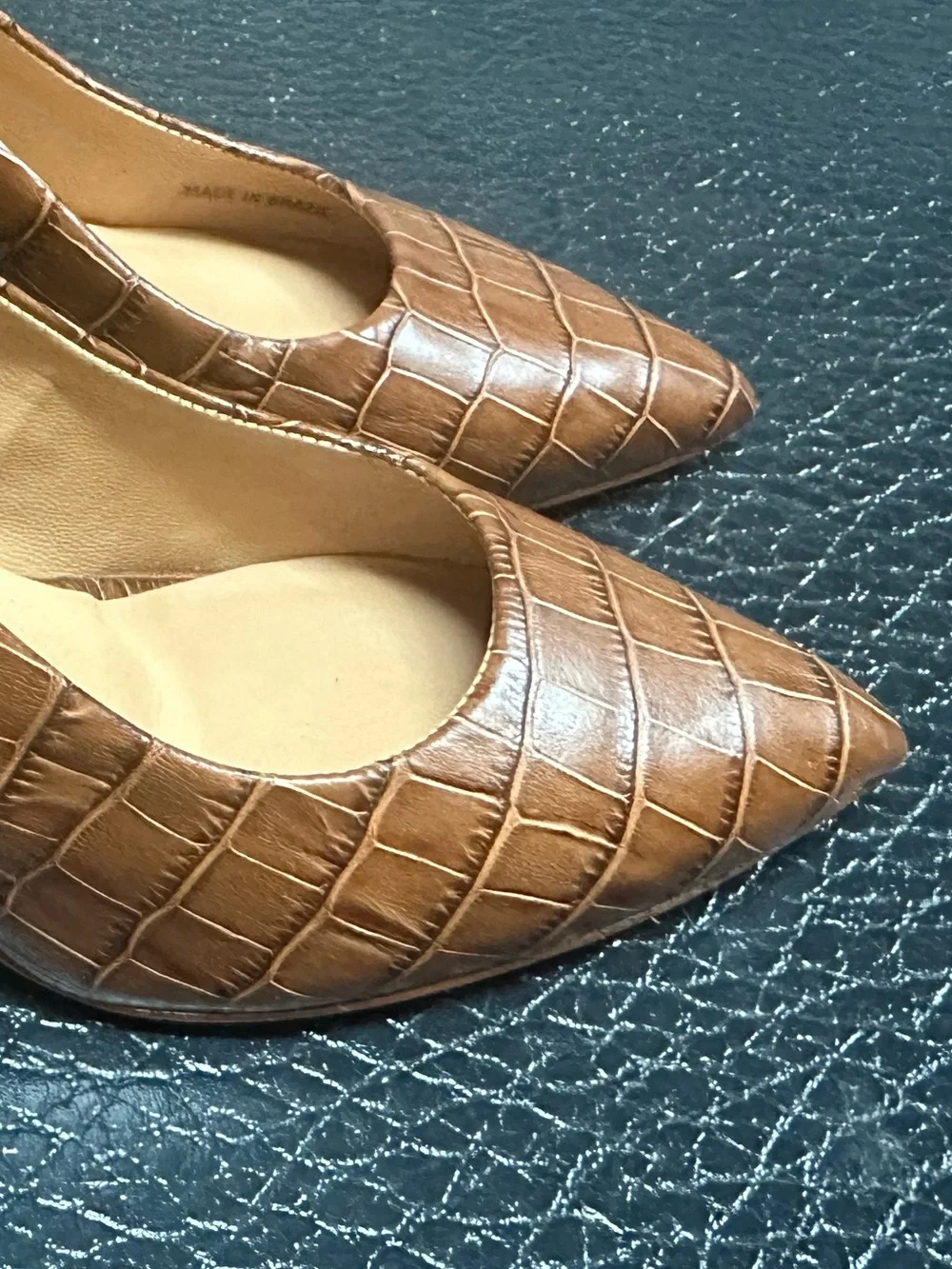 Joan Olaff Vero Cuoio Brown Croc-Embossed Women’s High Heels 7
